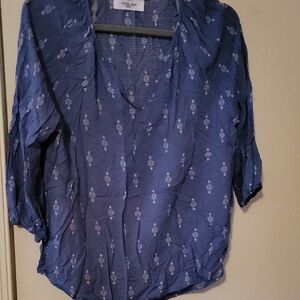 Carly Jean Navy Patterned Blouse